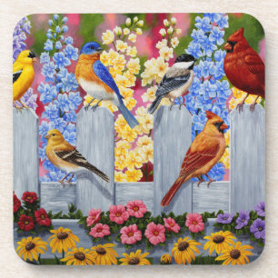 Dessous-de-verre Oiseaux de printemps colorés Jardin Fête