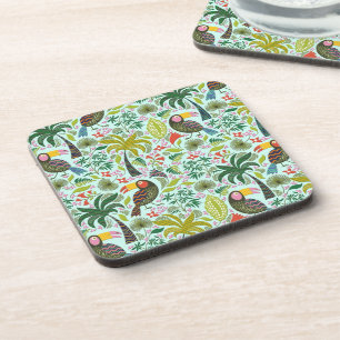 Dessous-de-verre Oiseaux Exotiques Colorés Et Fleurs Motif