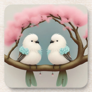 Dessous-de-verre Oiseaux sur une branche de fleurs de cerisier
