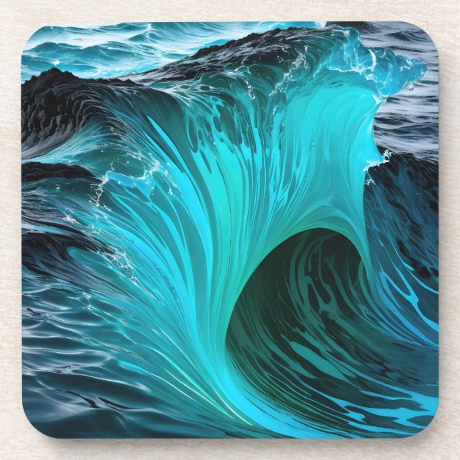 Dessous-de-verre "Ola Tiburón" Vague de requin bleu (Devant)