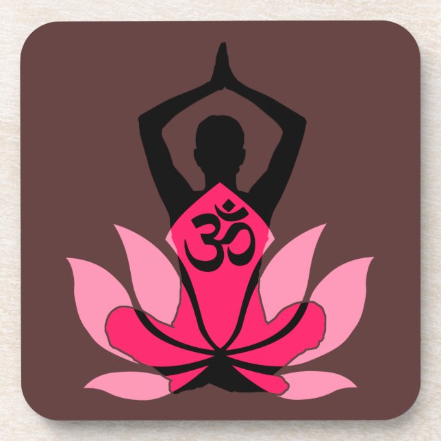 Dessous-de-verre OM Namaste Spirituelle Lotus Fleur Yoga en Ombre (Devant)