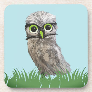 Dessous-de-verre Or et décor creusant argenté de hibou