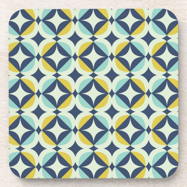 Dessous-de-verre Or géométrique et motif bleu (Devant)