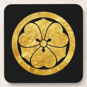 Dessous-de-verre Or samouraï japonais de faux de clan de Sakai