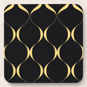 Dessous-de-verre Or, simple, moderne, luxueux graphisme ondulé