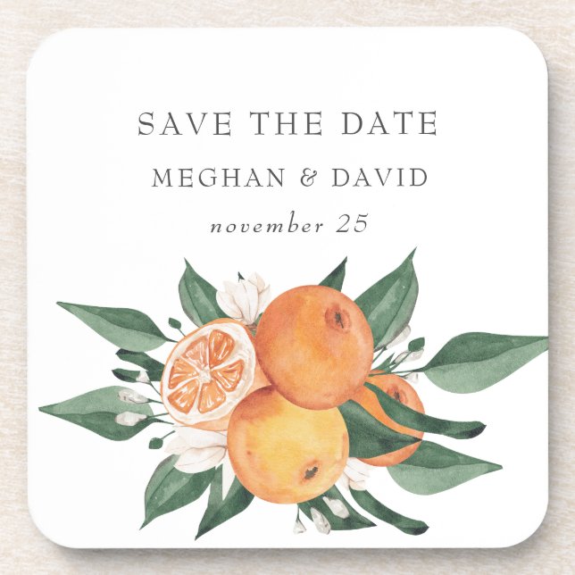 Dessous-de-verre Orange Blossoms Citrus Botanical Wedding   (Devant)