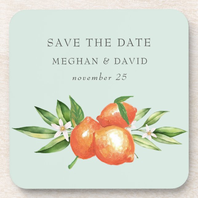 Dessous-de-verre Orange Blossoms Citrus Mariage botanique (Devant)