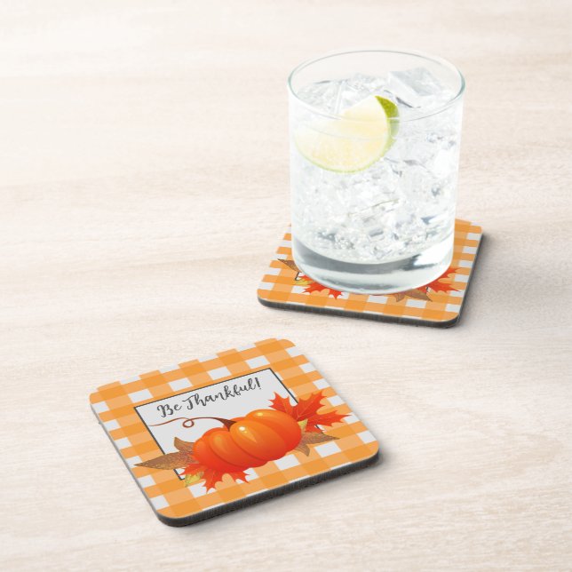 Dessous-de-verre Orange Buffalo, Citrouille De Thanksgiving, Plaid (Côté Droit)