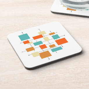 Dessous-de-verre Orange coloré et bleu géométrique rétro