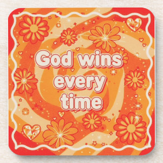 Dessous-de-verre orange God wins everytime christian faith
