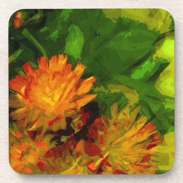 Dessous-de-verre Orange Hawkweed Blosse L'Impressionnisme Abstrait (Devant)