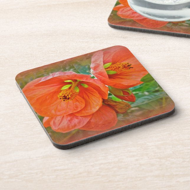 Dessous-de-verre Orange Hibiscus Fleurs (Côté gauche)