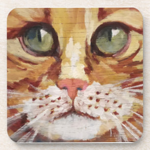 Dessous-de-verre Orange Tabby Peinture Détail Beverage Coaster