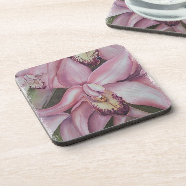 Dessous de verre ORCHIDES EXOTIQUES ROSES ET POURP (Côté gauche)