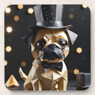 Dessous-de-verre Origami pug fantaisie
