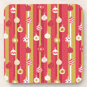 Dessous-de-verre Ornements d'arbre de Noël jaune rouge