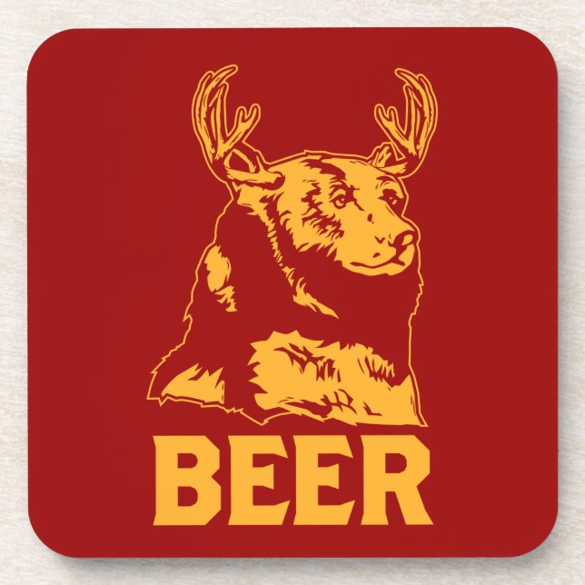 Dessous-de-verre Ours + Cerfs communs = bière (Devant)