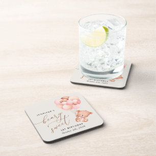 Dessous-de-verre Ours De Bébé, Ballons Roses, Premier Anniversaire