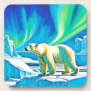 Dessous-de-verre Ours de l'Arctique Lumières du Nord