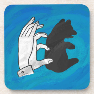 Dessous-de-verre Ours en peluche cub ombre sur bleu