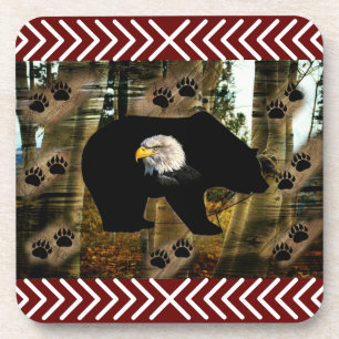 Dessous-de-verre Ours Noir Ourson Ourson Ourson Ours Empreintes de