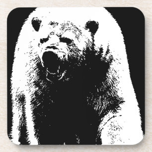 Dessous-de-verre Ours polaire noir et blanc Pop Art