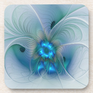 Dessous-de-verre Ovations debout, fractale abstraite bleu turquoise