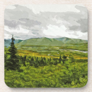 Dessous-de-verre Overcast au parc national Denali Abstrait de l'Ala