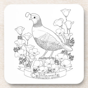 Dessous-de-verre Page de coloration des oiseaux et des fleurs de l'