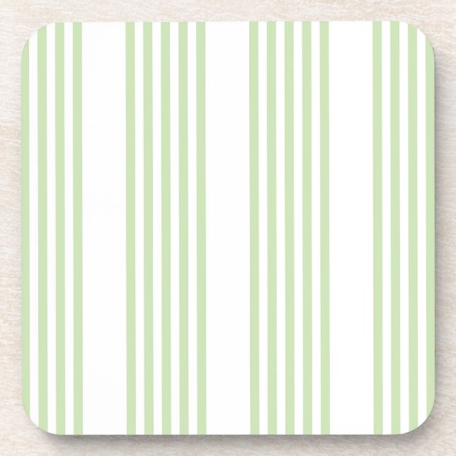 Dessous-de-verre Pale vert et blanc cinq bandes motif (Devant)