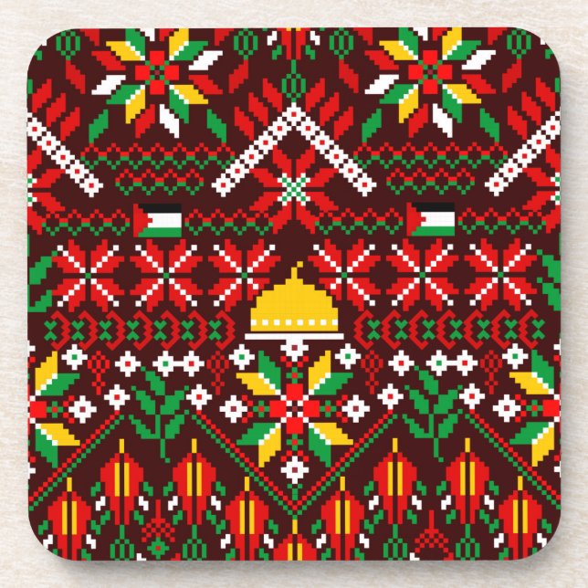 Dessous-de-verre Palestine Tatreez Broderie traditionnelle (Devant)