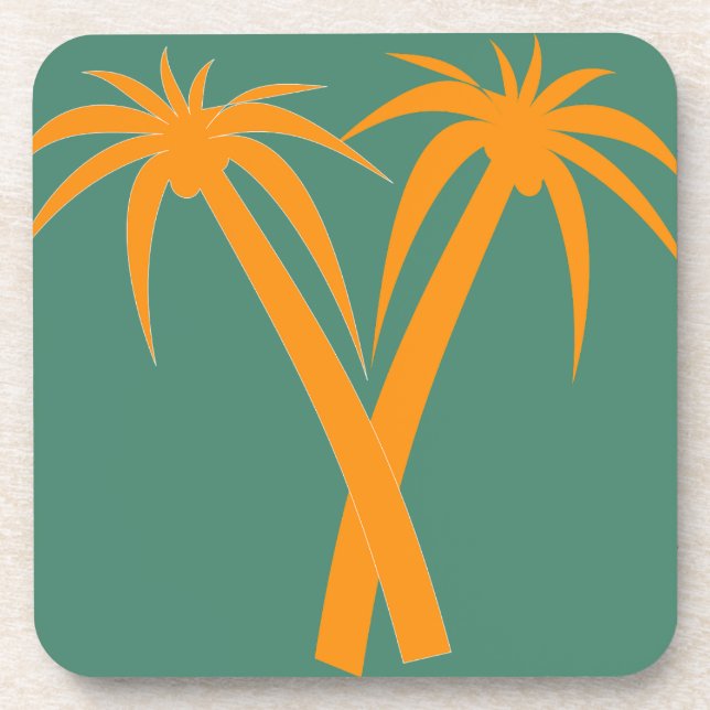 Dessous-de-verre Palmiers tropicaux orange été (Devant)