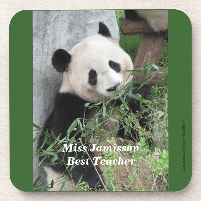 Dessous-de-verre Panda géant mignonne, Meilleur enseignant, Vert, E (Devant)