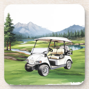 Dessous-de-verre Panier de golf sur aquarelle verte