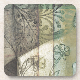 Dessous-de-verre Panneau de jardin avec Feuilles, fleurs et herbe