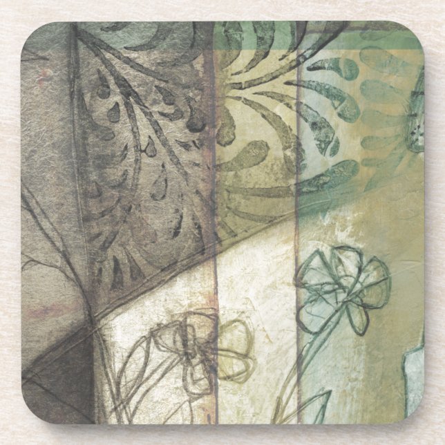 Dessous-de-verre Panneau de jardin avec Feuilles, fleurs et herbe (Devant)