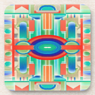 Dessous-de-verre Panneau géo-abstrait à symétrie vibrante