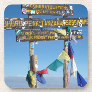 Dessous-de-verre Panneau indicateur au sommet du Kilimanjaro kenya