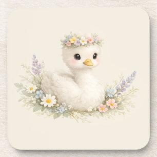 Dessous-de-verre Papeterie aquarelle élégante de bébé cygne fleur s