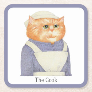 DESSOUS DE VERRE papier Carré CAT COOK + texte