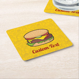 Dessous de verre papier Carré Cheeseburger