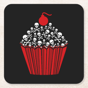 Dessous de verre papier Carré Cupcake crâne