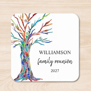 Dessous de verre papier Carré Family Tree Reunion