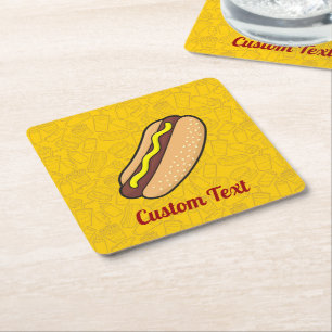 Dessous de verre papier Carré Hotdog
