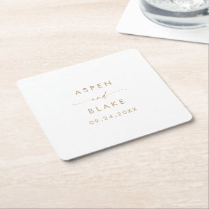 Dessous de verre papier Carré Mariage de script or