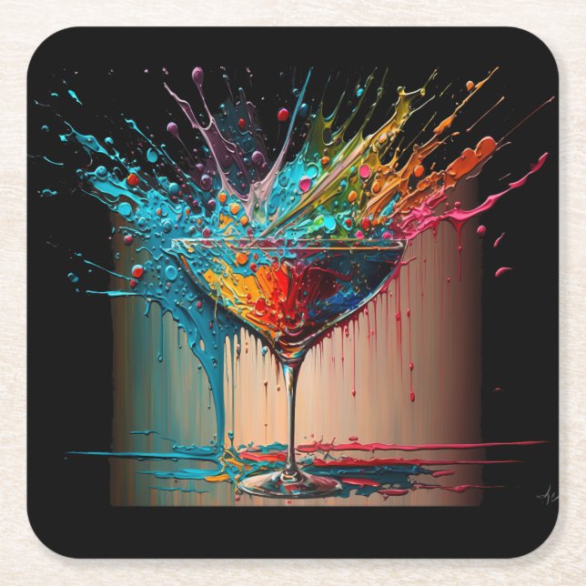 Dessous de verre PAPIER CARRÉ PEINTURE Cocktail (Devant)