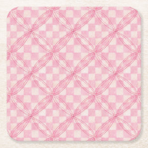 Dessous de verre papier Carré PINK CHECK QUILT