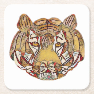 Dessous de verre papier Carré Tiger's Face