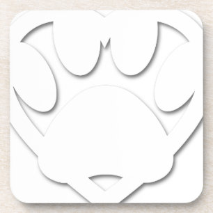 Dessous-de-verre Papier Coupe Chien Paw Et Forme Coeur