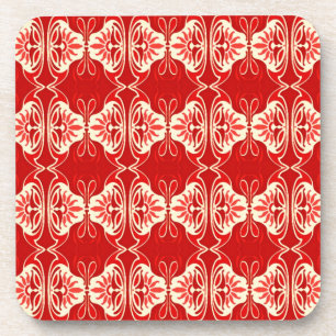 Dessous-de-verre Papier peint Art Déco motif - rouge et blanc